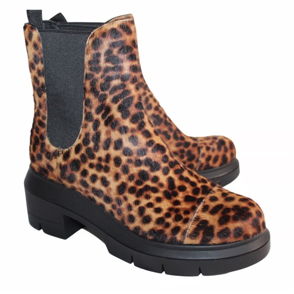 Stuart Weitzman Cheetah Calf Pony Hair Norah Chunk Heel Boots 38 7.5C - Picture 2 of 6